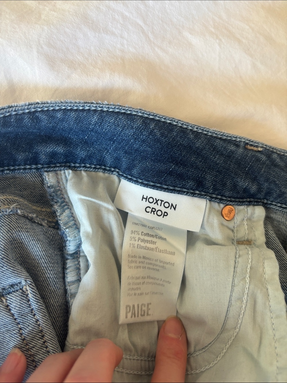 Paige Hoxton Crop Torn Hem Skinny Jeans, Medium Wash, 29 - Picture 7 of 8